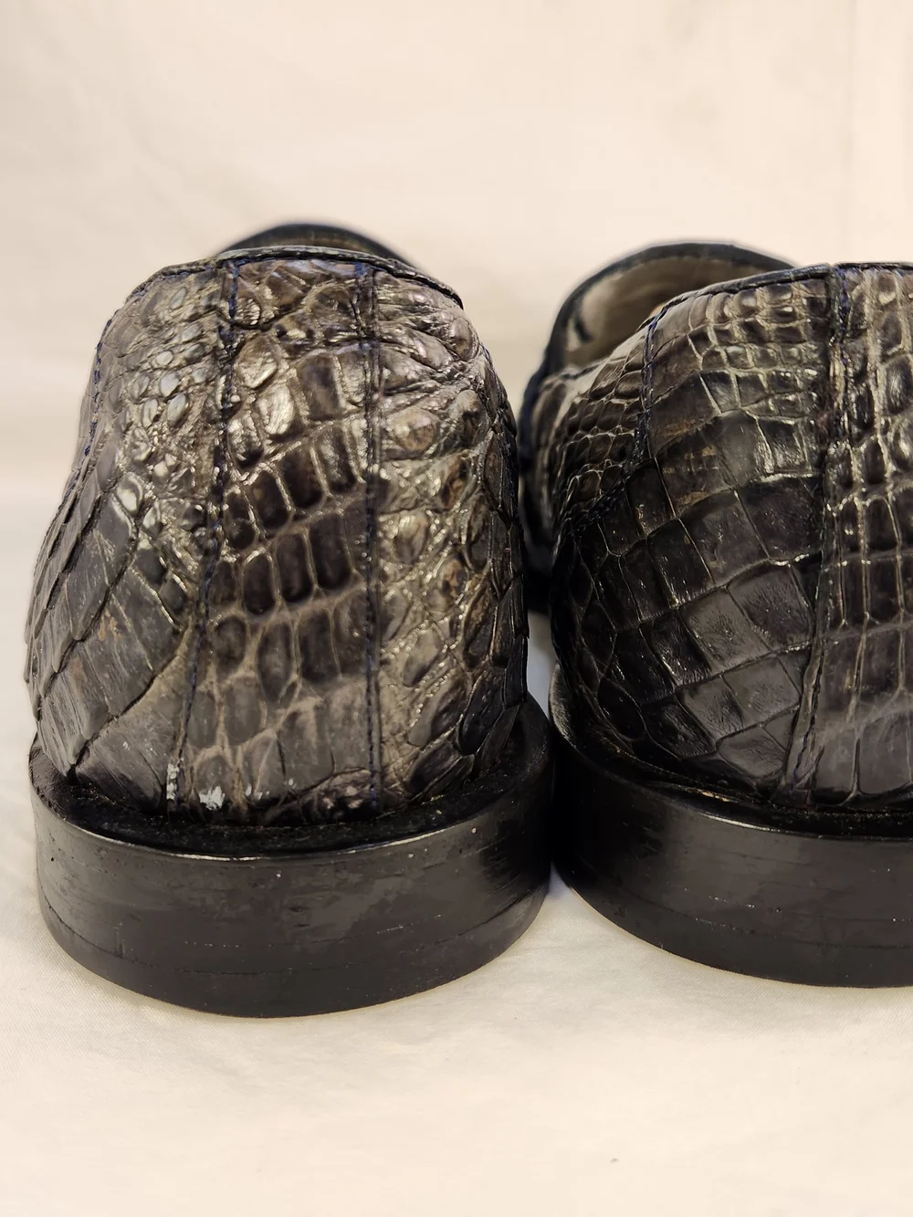 BELVEDERE HORSEBIT LOAFERS SLIP ON SHOES GENUINE CROCODILE GRAY SZ 10.5 MEN